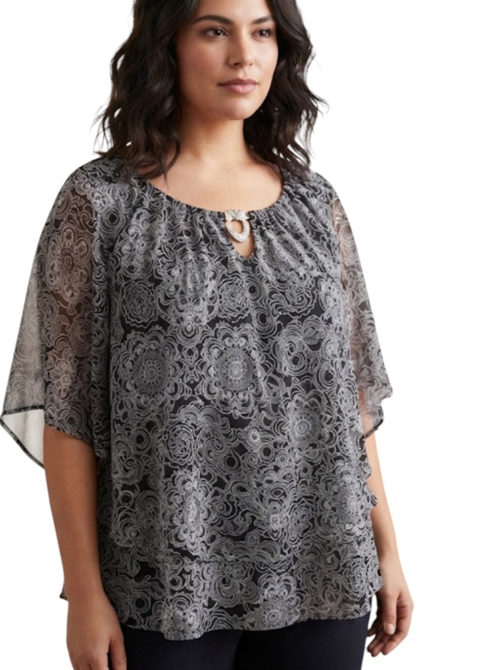 Kim Rogers Elegant Black and White Women's Top size 2X #555/170tt